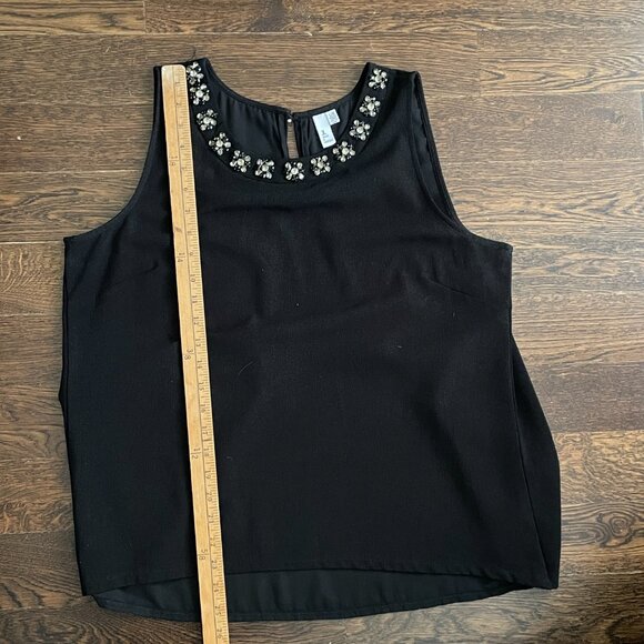 Jules & Leopold Black Rhinestone Trim Sleeveless BlouseTank Top-Large - Picture 8 of 12